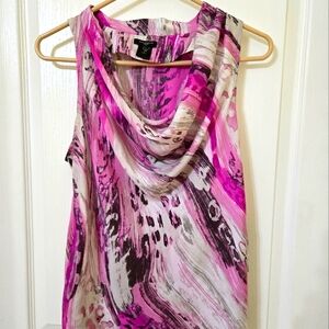 Ann Taylor Pink and Cream Cowl Neck Top